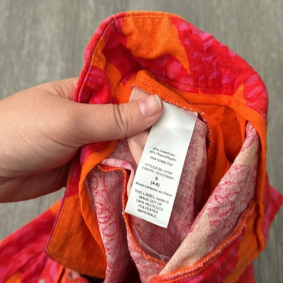 Scoop Linen High Waist Wide Leg Butterfly Colorful Pleated Pants Size Small - Picture 6 of 8